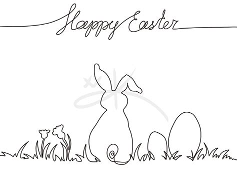 Download Free Linework Easter Bunny from the Back | Embroidery Crafts